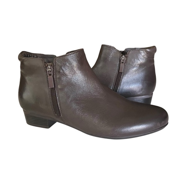 Trotters Major Booties Women's Size 8 Narrow Dark Brown Side Zip Leather Comfort - Picture 5 of 12
